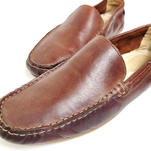 Mens Positano M. Gemi Leather Driving Moccasins Cognac Brown Size 10 - Picture 1 of 10